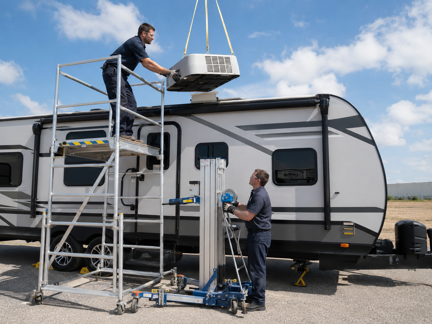 Safe RV rooftop AC replacement